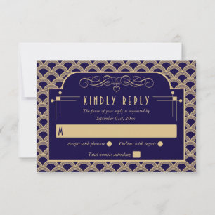 Vintage Hochzeitskollektion Art Déco Gatsby von 19 RSVP Karte