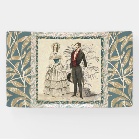 Vintage Hochzeitskunst von 1844 Banner (Horizontal)