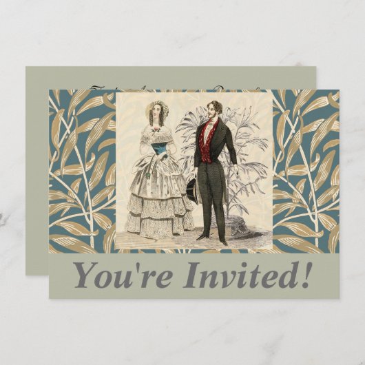 Vintage Hochzeitskunst von 1844 Einladung (Vorne/Hinten)