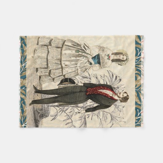 Vintage Hochzeitskunst von 1844 Fleecedecke (Vorderseite (Horizontal))