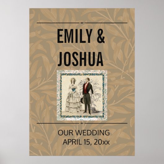 Vintage Hochzeitskunst von 1844 Poster (Vorne)