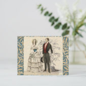 Vintage Hochzeitskunst von 1844 Postkarte (Stehend Vorderseite)
