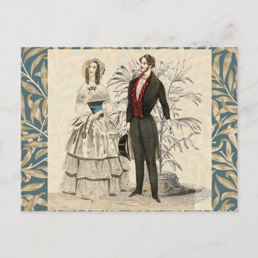 Vintage Hochzeitskunst von 1844 Postkarte (Vorderseite)