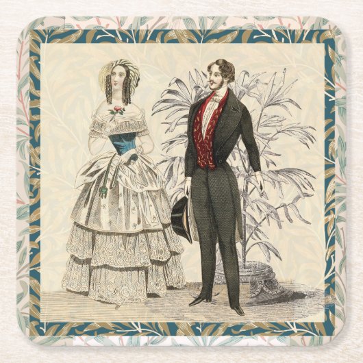 Vintage Hochzeitskunst von 1844 Rechteckiger Pappuntersetzer (Vorderseite)