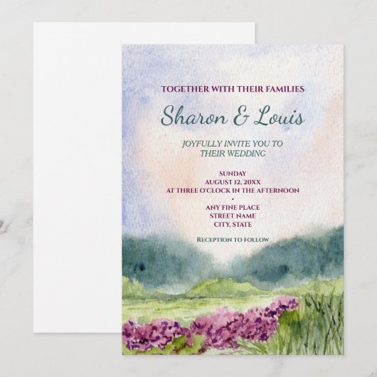 Vintage Hochzeitslandschaft Einladung (Vorne/Hinten)