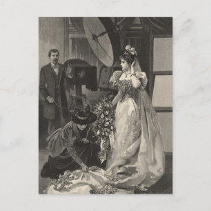 Vintage-Hochzeitsporträt-Fotograf Save the Date Ankündigungspostkarte