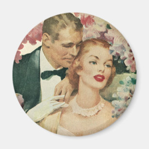 Vintage-Hochzeitsporträt, Retro-Braut und Bräutiga Magnet