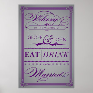 Vintage-Hochzeitsposter "Essen, Trinken und verhei Poster