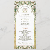 Vintage-Hochzeitsprogramm Elfenbein, Grün & Gold Programm (Vorderseite)