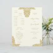 Vintage-Hochzeitsprogramm in Gold und Elfenbein (Stehend Vorderseite)