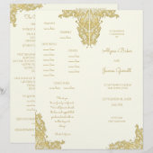 Vintage-Hochzeitsprogramm in Gold und Elfenbein (Vorne/Hinten)