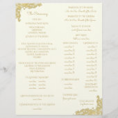 Vintage-Hochzeitsprogramm in Gold und Elfenbein (Rückseite)