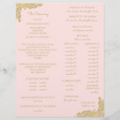 Vintage-Hochzeitsprogramm in Gold und Rosa (Rückseite)