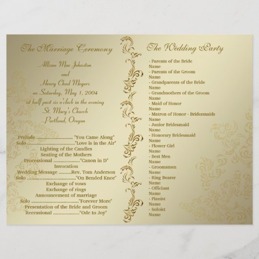 Vintage Hochzeitsprogramme (Rückseite)