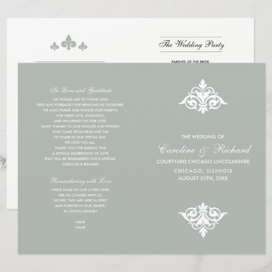 Vintage Hochzeitsprogramme für Ornamente (Vorne/Hinten)