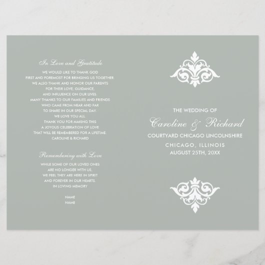 Vintage Hochzeitsprogramme für Ornamente (Vorderseite)