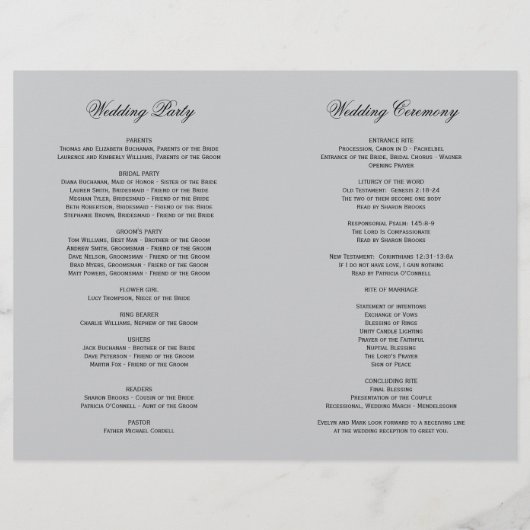 Vintage Hochzeitsprogramme im Art-Deco-Stil (Rückseite)