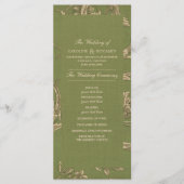 Vintage Hochzeitsprogramme in Grün-Beige Programm (Vorderseite)