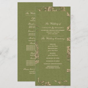 Vintage Hochzeitsprogramme in Grün-Beige Programm