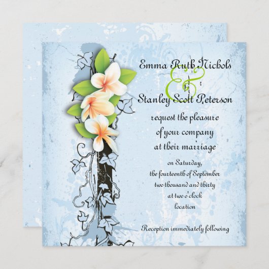 Vintage Hochzeitsreise mit Efeu Einladung (Vorne/Hinten)