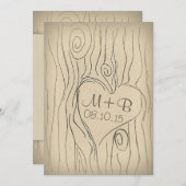 Vintage Hochzeitsreise mit Schnittholz Einladung (Vorne/Hinten)