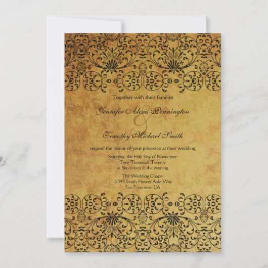 Vintage Hochzeitsreise mit schwarzem Golddampfer Einladung (Vorderseite)