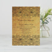 Vintage Hochzeitsreise mit schwarzem Golddampfer Einladung (Stehend Vorderseite)