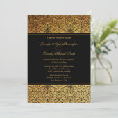 Vintage Hochzeitsreise mit schwarzem Golddampfer Einladung (Stehend Vorderseite)