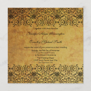 Vintage Hochzeitsreise mit schwarzem Golddampfer Einladung