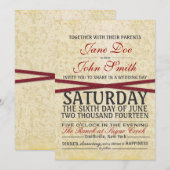 Vintage Hochzeitsreise und Einladung mit Rotem Rib (Vorne/Hinten)