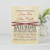 Vintage Hochzeitsreise und Einladung mit Rotem Rib (Stehend Vorderseite)