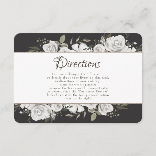 Vintage Hochzeitsrichtung Weißes Flor Begleitkarte (Vorderseite)