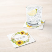 Vintage Hochzeitssonnenblumen romantisch Rechteckiger Pappuntersetzer (Vor Ort)