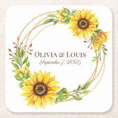 Vintage Hochzeitssonnenblumen romantisch Rechteckiger Pappuntersetzer (Vorderseite)