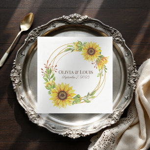 Vintage Hochzeitssonnenblumen romantisch Serviette