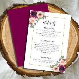 Vintage Hochzeitsstimmung im Burgund Begleitkarte