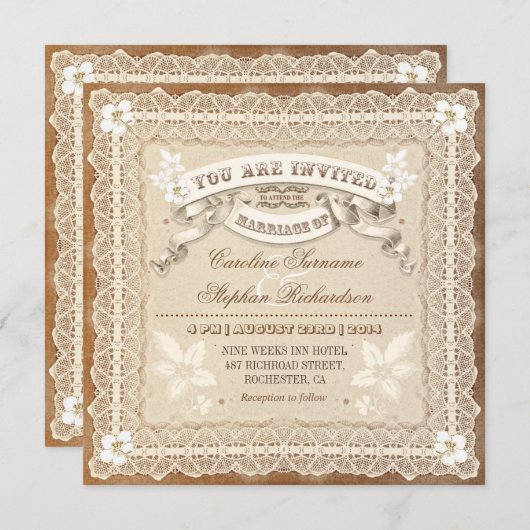 Vintage Hochzeitsstipps Einladung (Vorne/Hinten)