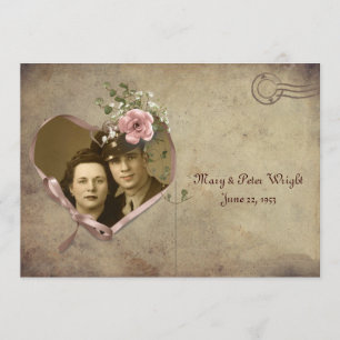 Vintage-Hochzeitstag-Postkarte Open House-Einladun Einladung