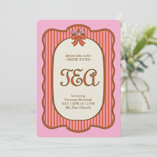 Vintage-Hochzeitsteeparty | Rosa & Rot Einladung