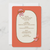 Vintage-Hochzeitsteeparty | Rosa & Rot Einladung (Rückseite)