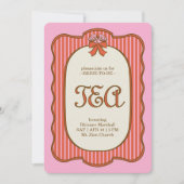Vintage-Hochzeitsteeparty | Rosa & Rot Einladung (Vorderseite)