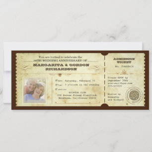 vintage Hochzeitsticket Foto-Jubiläumseinladungen Einladung