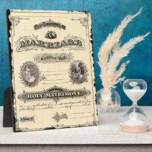 Vintage-Hochzeitsurkunde-Kunstplakette Fotoplatte