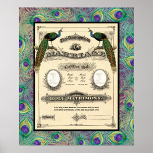 Vintage Hochzeitsurkunde Moderne Gestaltung Poster