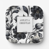 Vintage Hochzeitsvorlage in Schwarzweiß Pappteller (Vorderseite)