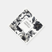 Vintage Hochzeitsvorlage in Schwarzweiß Serviette (Ecke)