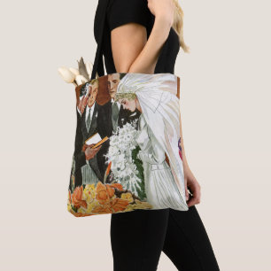 Vintage-Hochzeitszeremonie mit Braut und Bräutigam Tasche