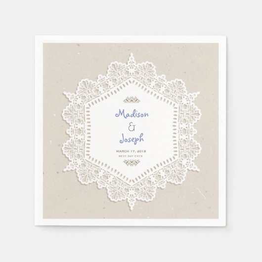 Vintage Hochzeitszittel Serviette (Vorderseite)