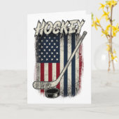 Vintage Hockey American Flag Retro Puck Players  Karte (Gelbe Blume)