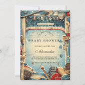 Vintage Hockey Baby Shower Einladung (Vorderseite)